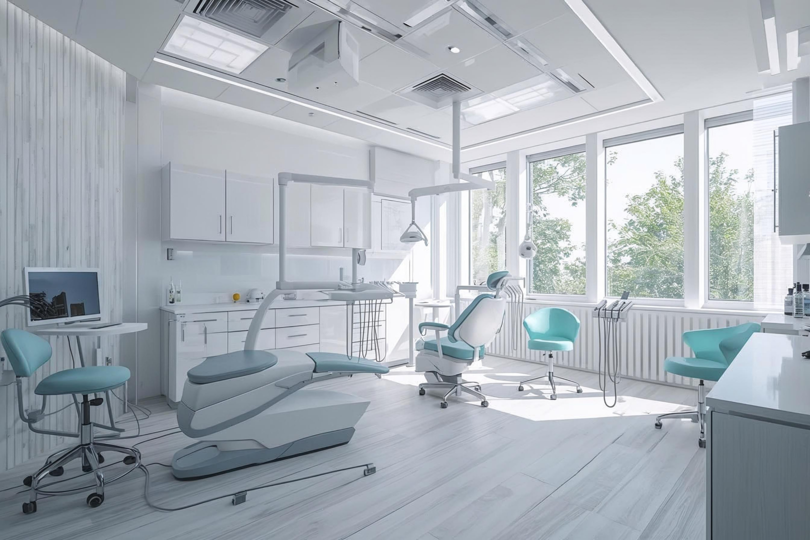 明るく清潔な待合室